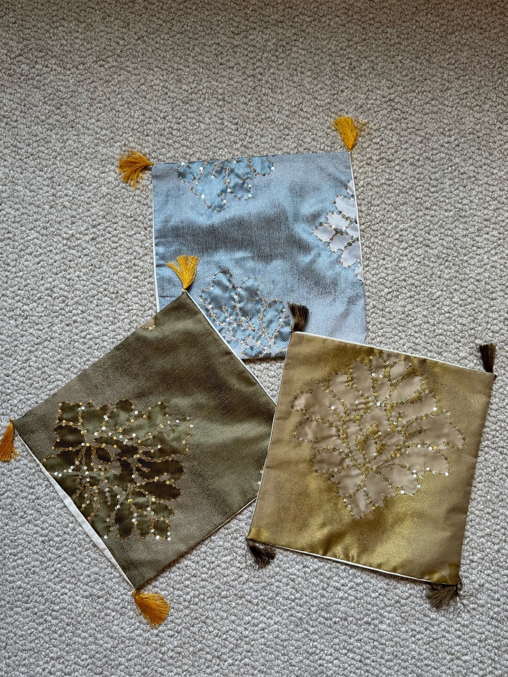 New Silk Pillow Covers - Set of 3